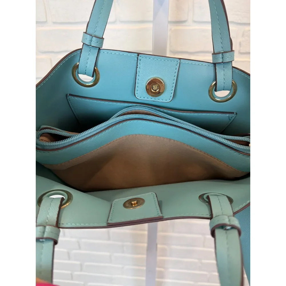 Nanette Lepore Teal Tote Crossbody Bag With Coin Pouch One Size